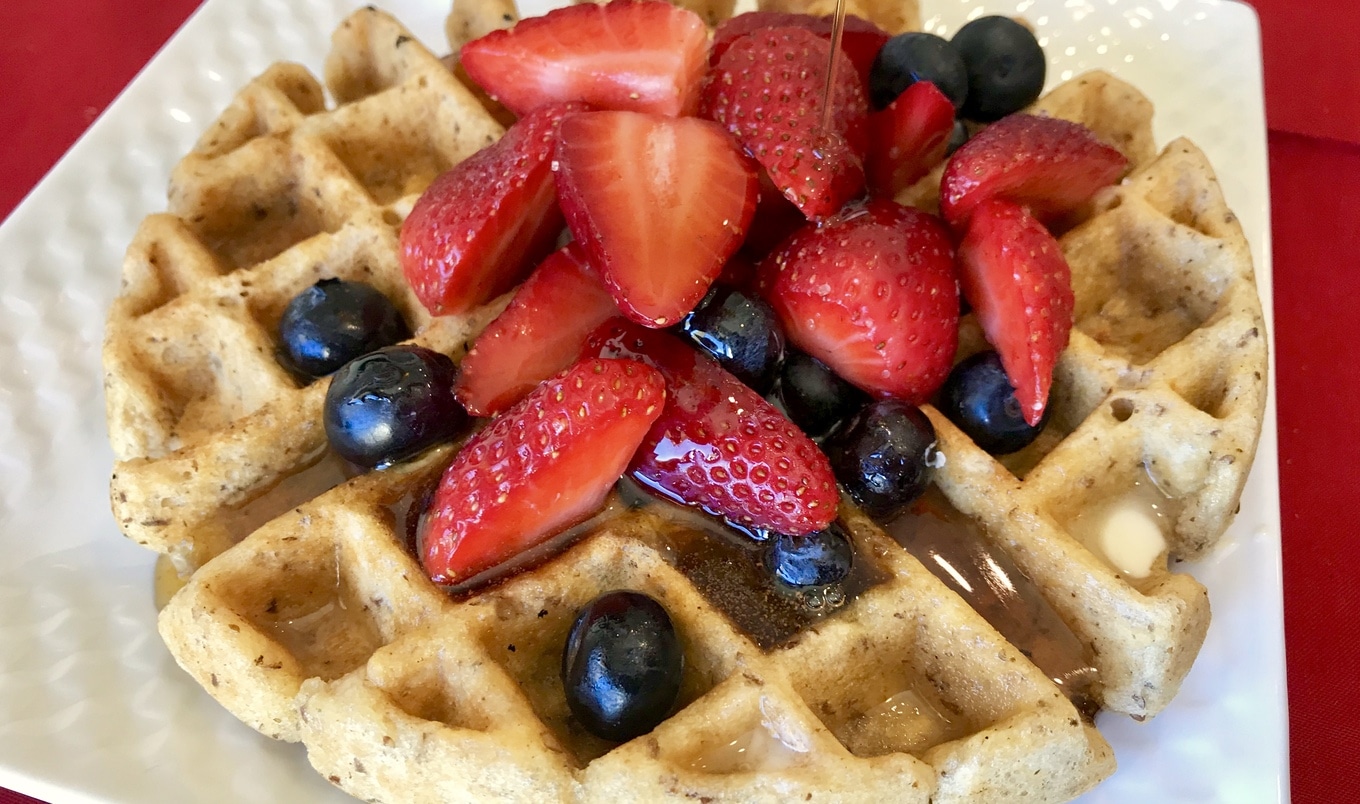 Golden Waffles With Berries and Warm Cinnamon Syrup (Gluten-Free!)