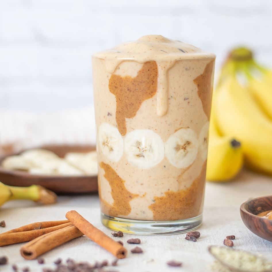 Vegan Banana, Almond Butter, and Cold-Brew Smoothie