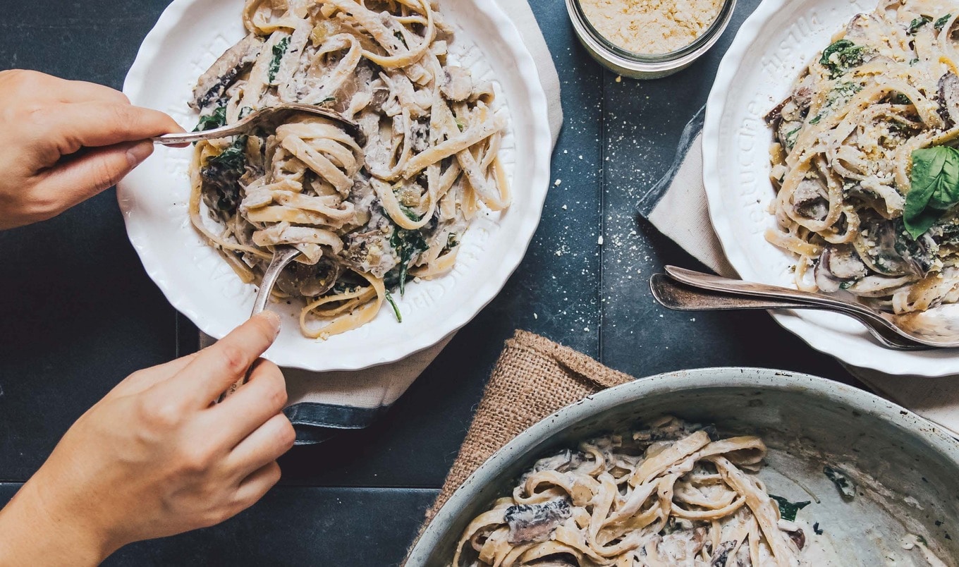 Creamy Vegan Mushroom Fettuccine With Cashew Alfredo