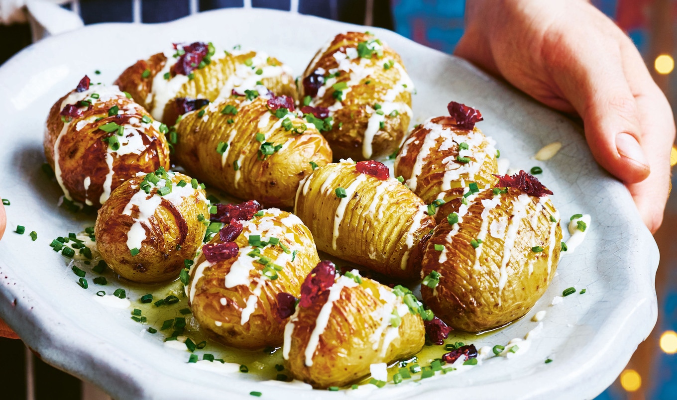 Vegan Hasselback Potatoes With Cheese Sauce