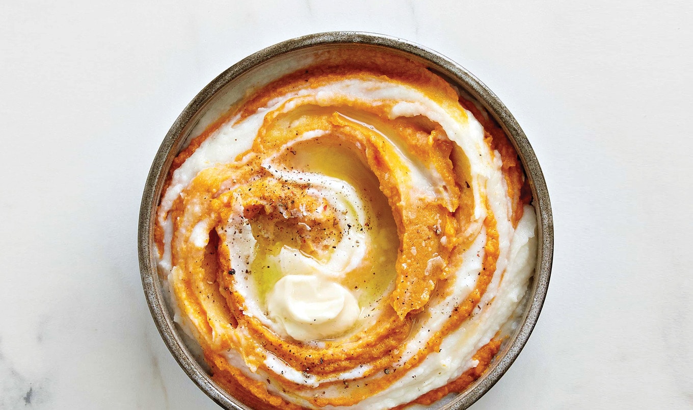 Vegan Sweet Potato Swirled Mashed Potatoes