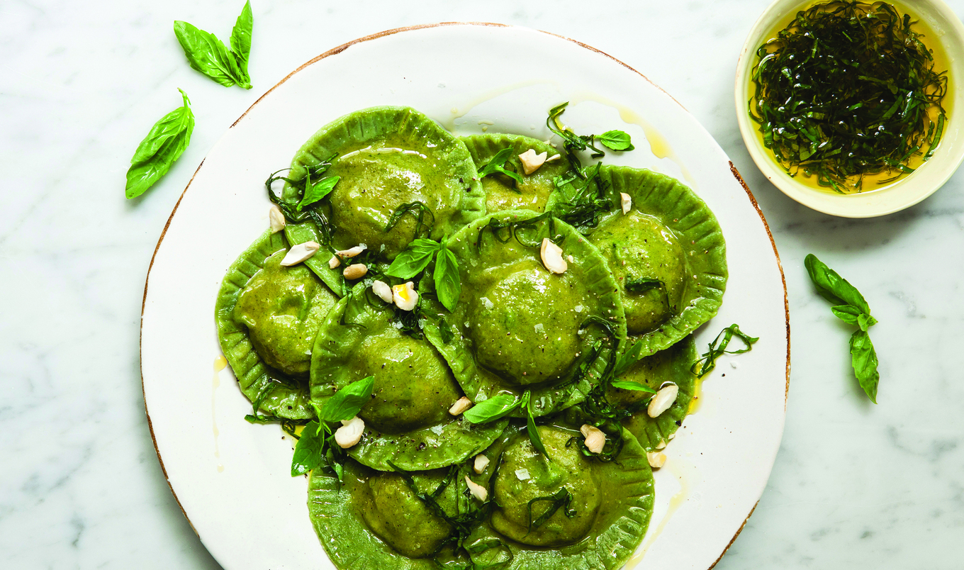 Creamy Vegan Spinach Ravioli With Cashew Cheese Filling