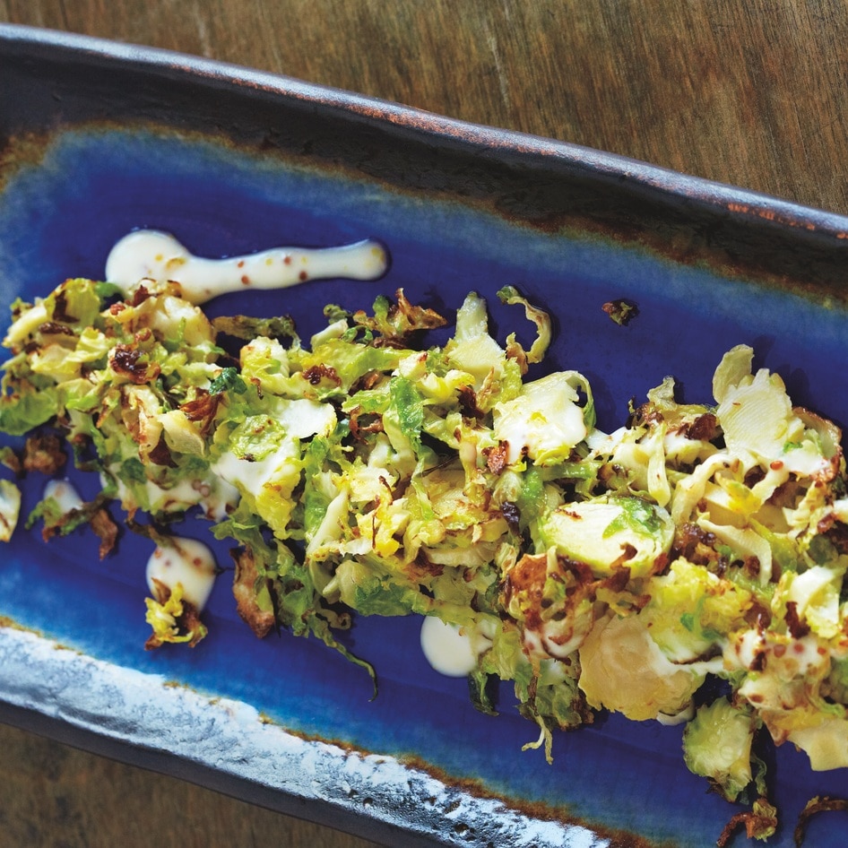 Shaved Brussels Sprouts With Creamy Mustard Sauce