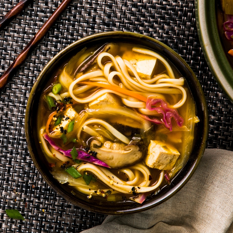 Vegan Hot-and-Sour Shiitake Udon Soup