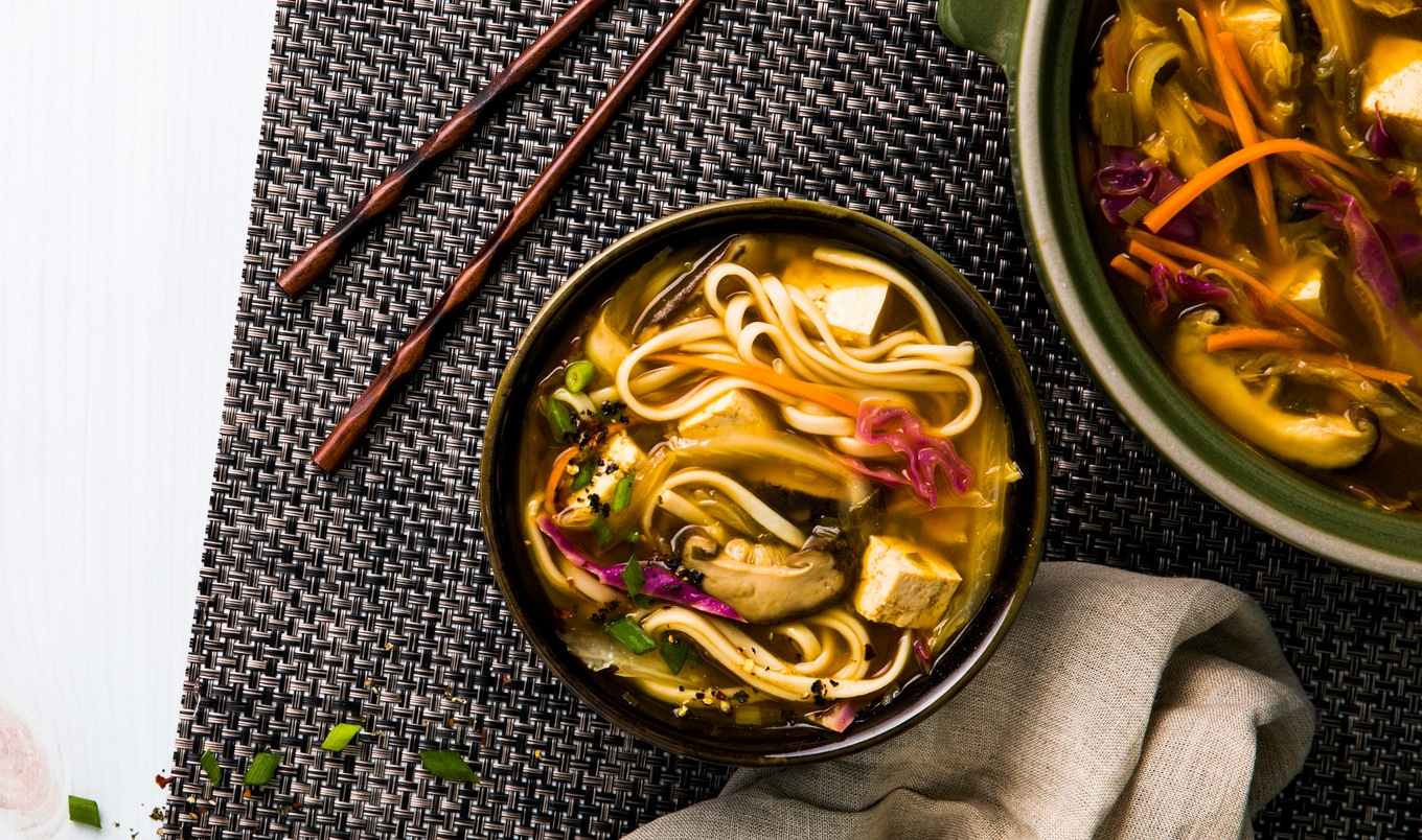 Vegan Hot-and-Sour Shiitake Udon Soup