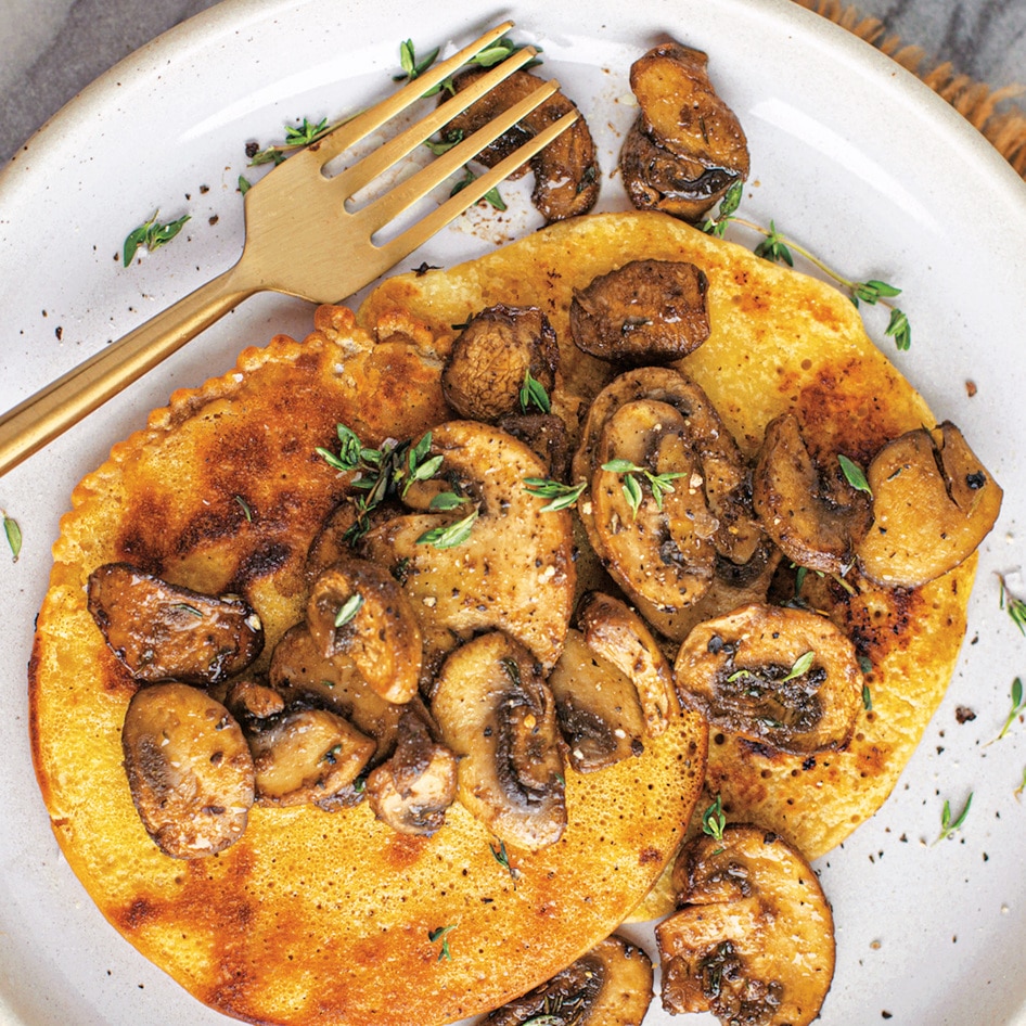 Chickpea Pancakes With Balsamic Mushrooms