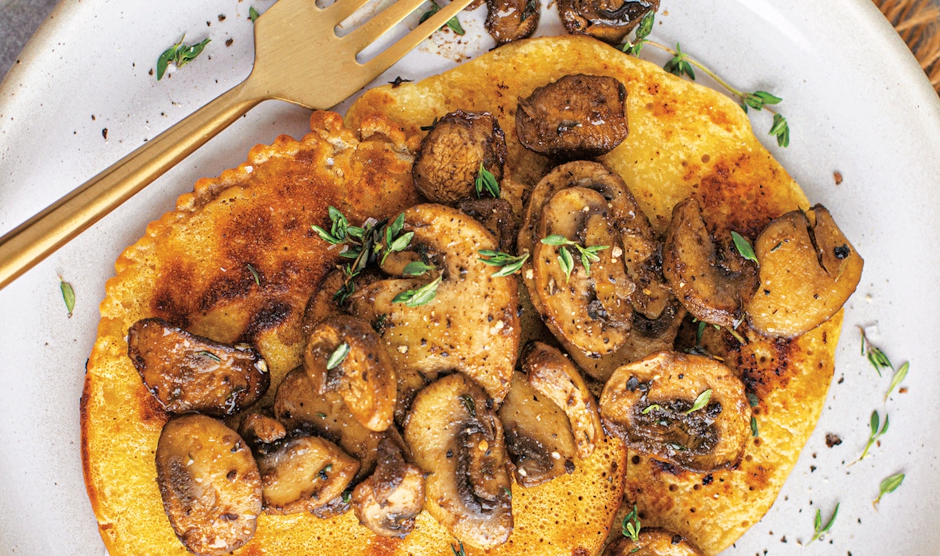 Chickpea Pancakes With Balsamic Mushrooms