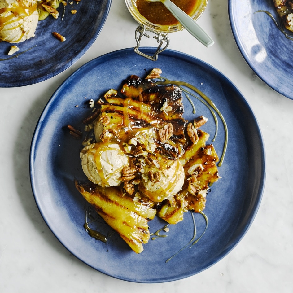 Grilled Cinnamon Pineapples With Salted Caramel Sauce