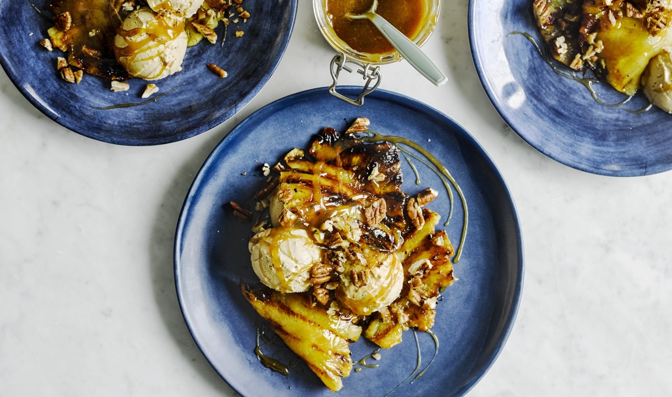 Grilled Cinnamon Pineapples With Salted Caramel Sauce