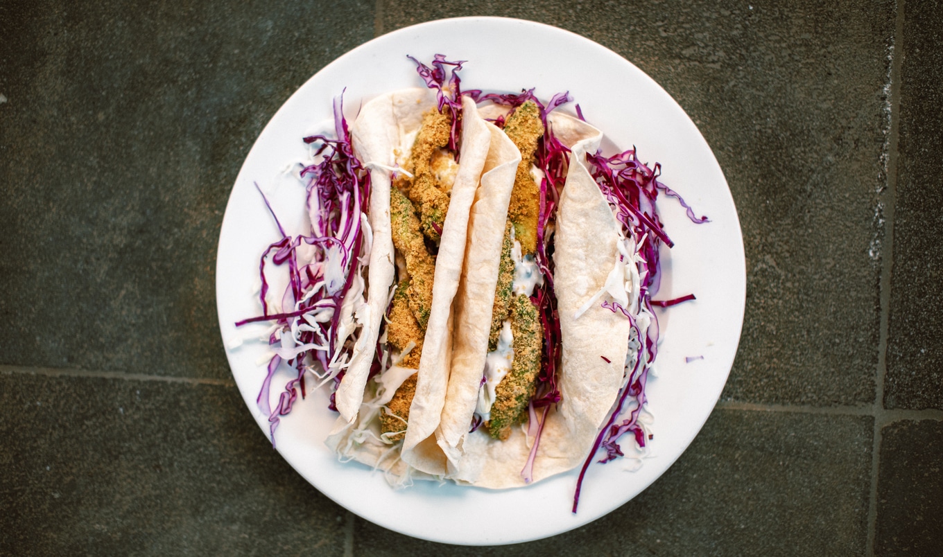 Vegan Tortilla-Crusted Avocado Tacos