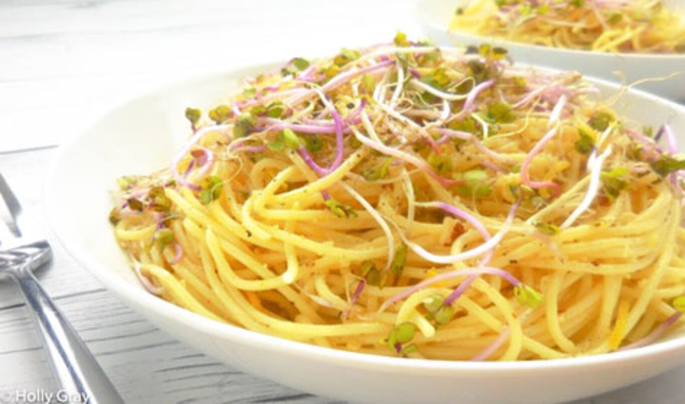 Lemon Capellini With Homemade Almond Parmesan