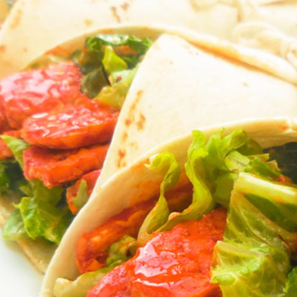 Buffalo Tempeh Wraps With Vegan Bleu Cheese Dressing