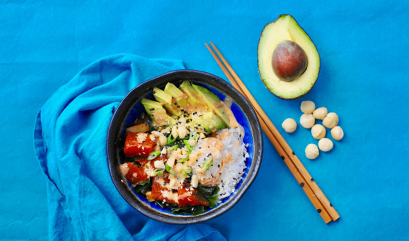 Watermelon Poke Bowl With Spicy Sesame Soy Dressing