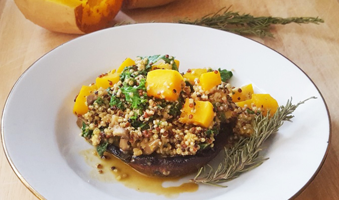 Vegan Butternut Squash and Quinoa Risotto Stuffed Portabello Mushrooms