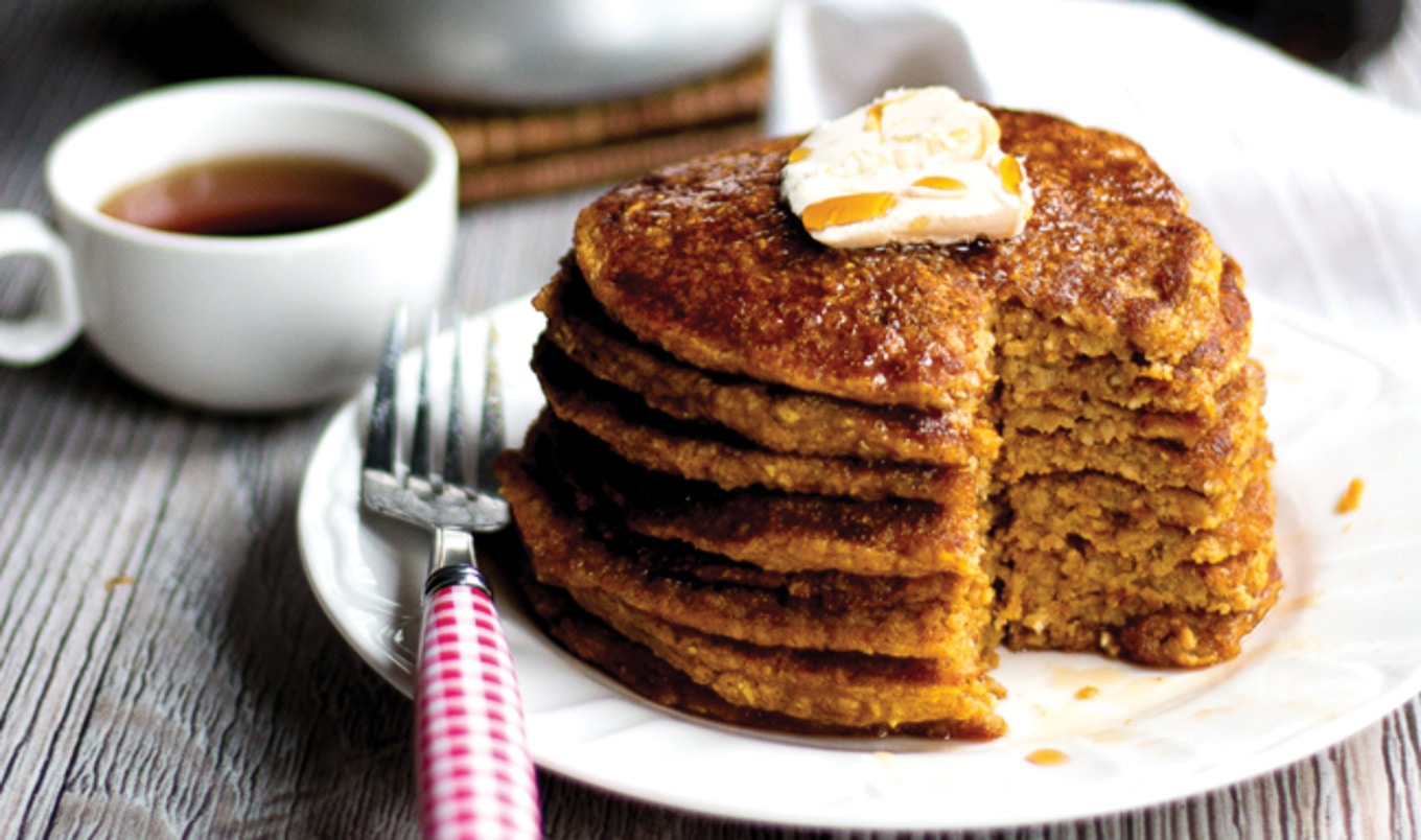 Vegan Sweet Potato Pancakes With Cinnamon and Nutmeg