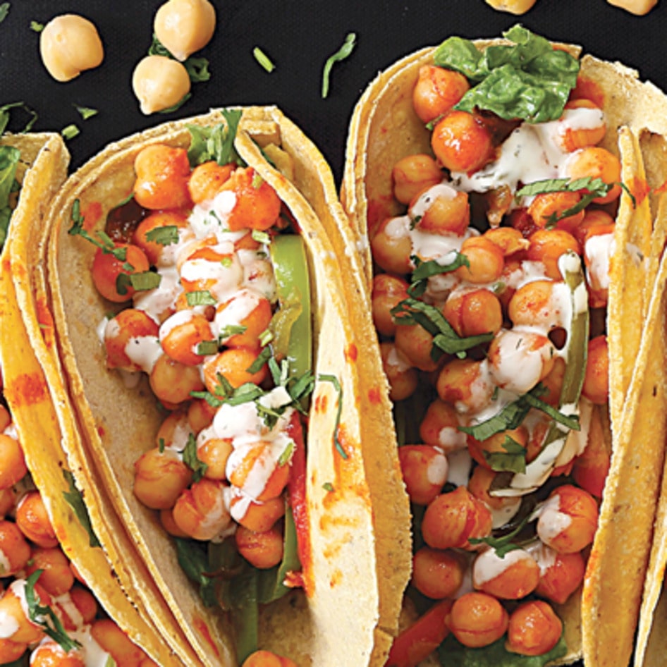 Spicy Vegan Buffalo Chickpea Tacos