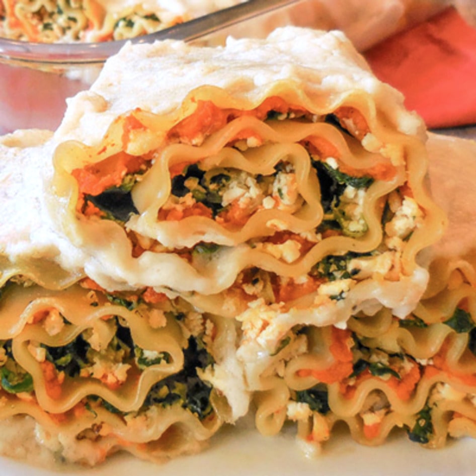 Vegan Pumpkin Lasagna Rollups