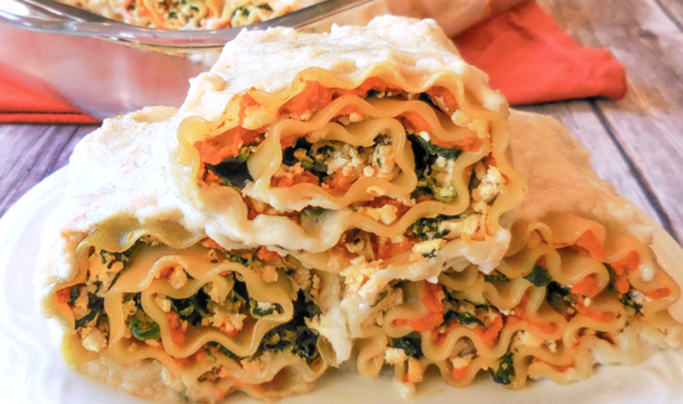 Vegan Pumpkin Lasagna Rollups