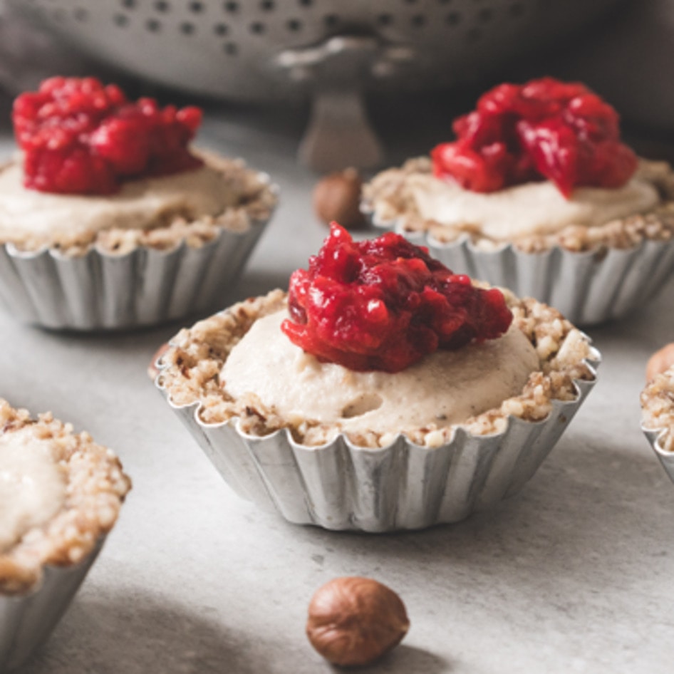 Vegan Vanilla Tarts With Cranberry Compote