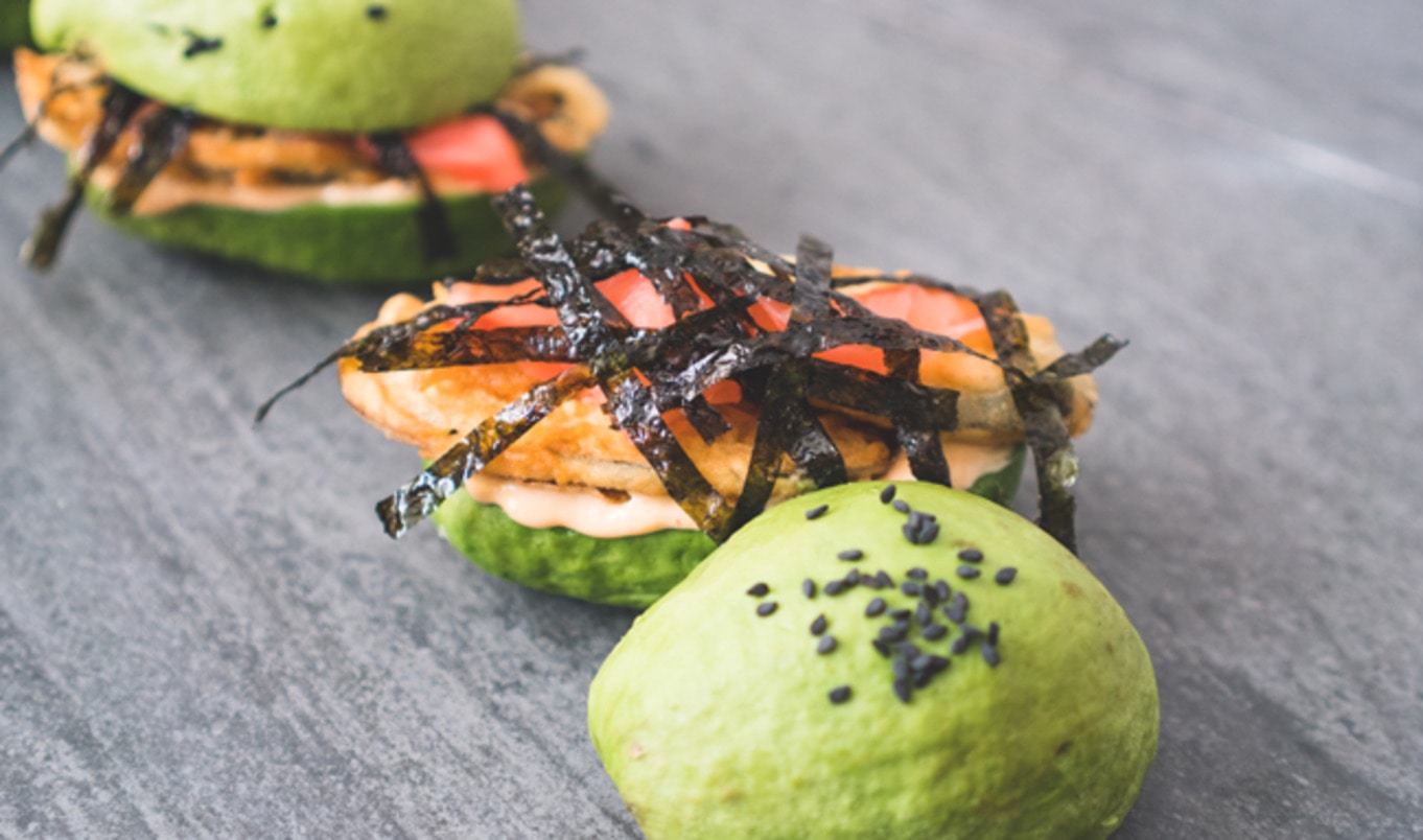 Tempura Zucchini Burgers on Avocado Buns