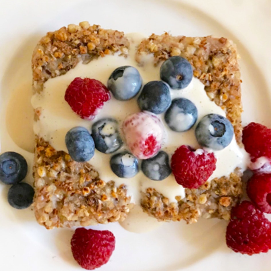 Vegan Buckwheat Breakfast Cakes With Cashew-Maple Cream