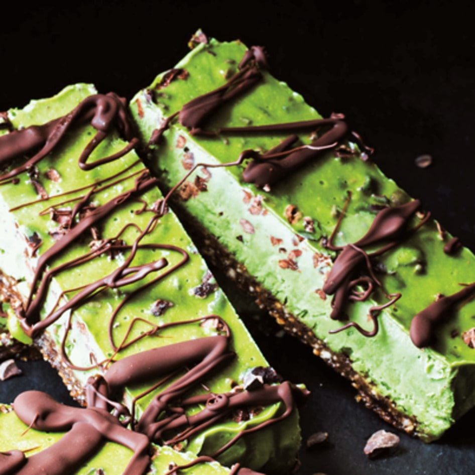 Two-Step Vegan Chocolate Matcha Bars