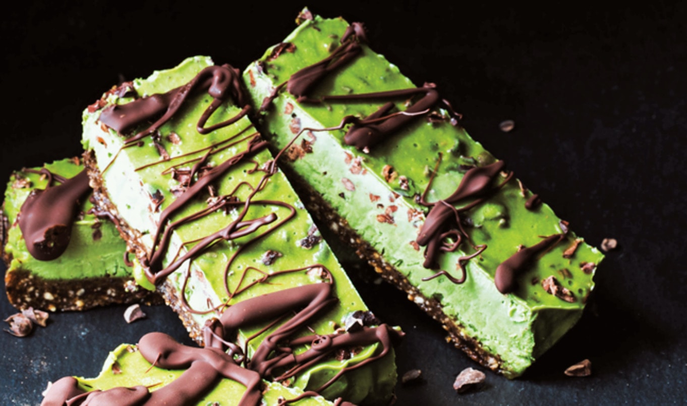 Two-Step Vegan Chocolate Matcha Bars