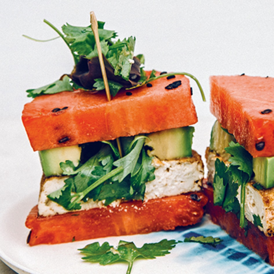 Watermelon Poke Burger With Tofu and &nbsp;Avocado