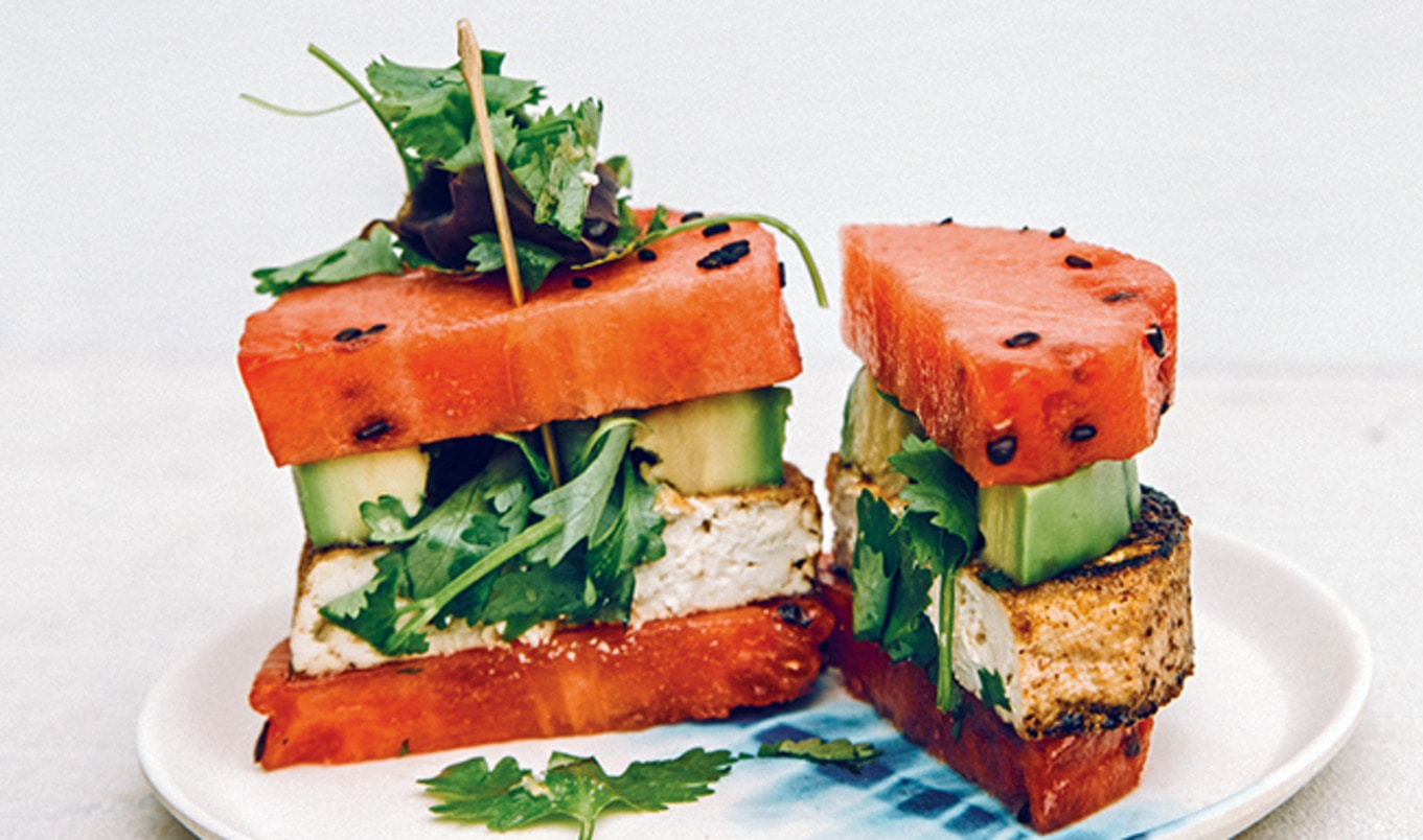 Watermelon Poke Burger With Tofu and &nbsp;Avocado