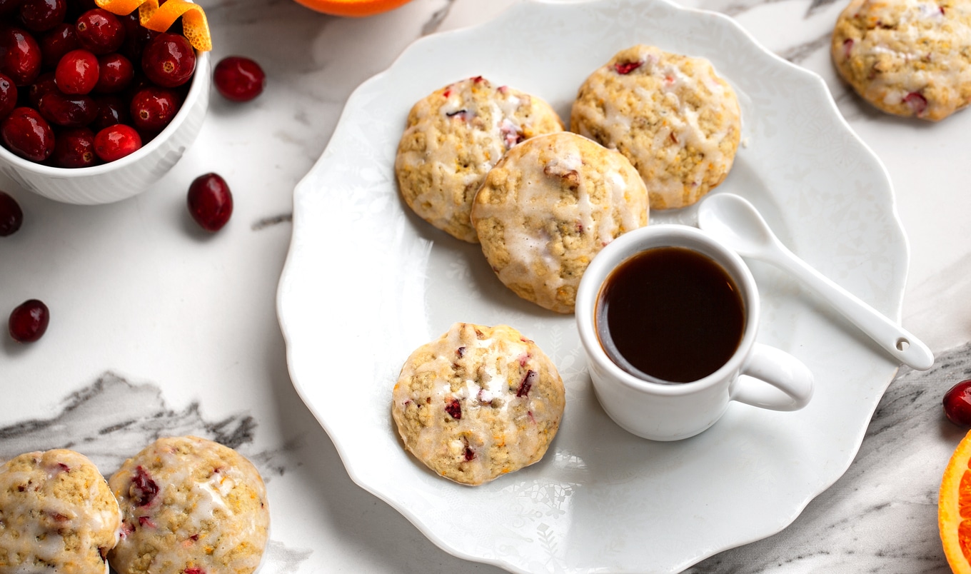 Soft-Baked Vegan Citrus Cranberry Cookies With Lemon Drizzle&nbsp;