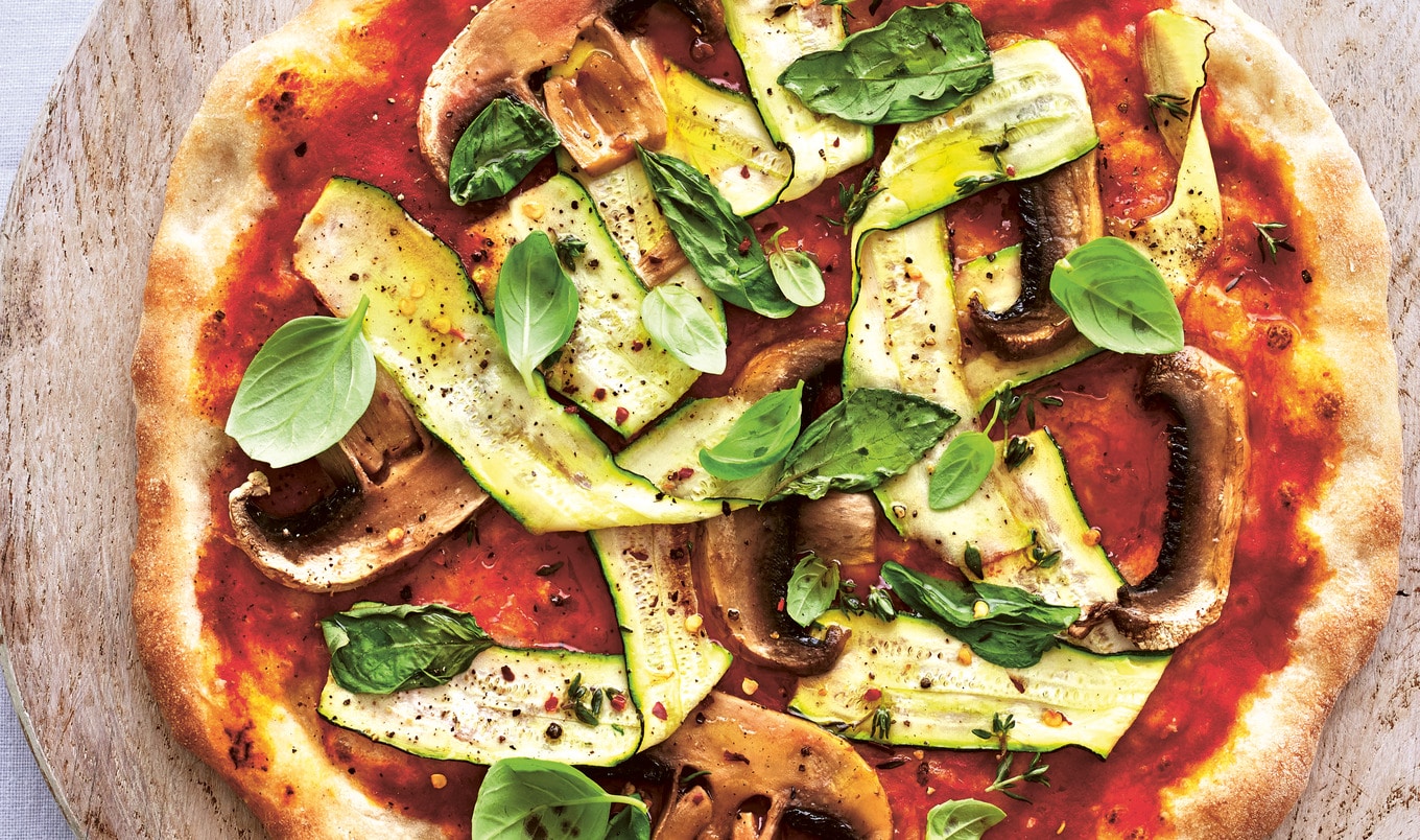 Vegan Mushroom and Truffled Zucchini Pizza