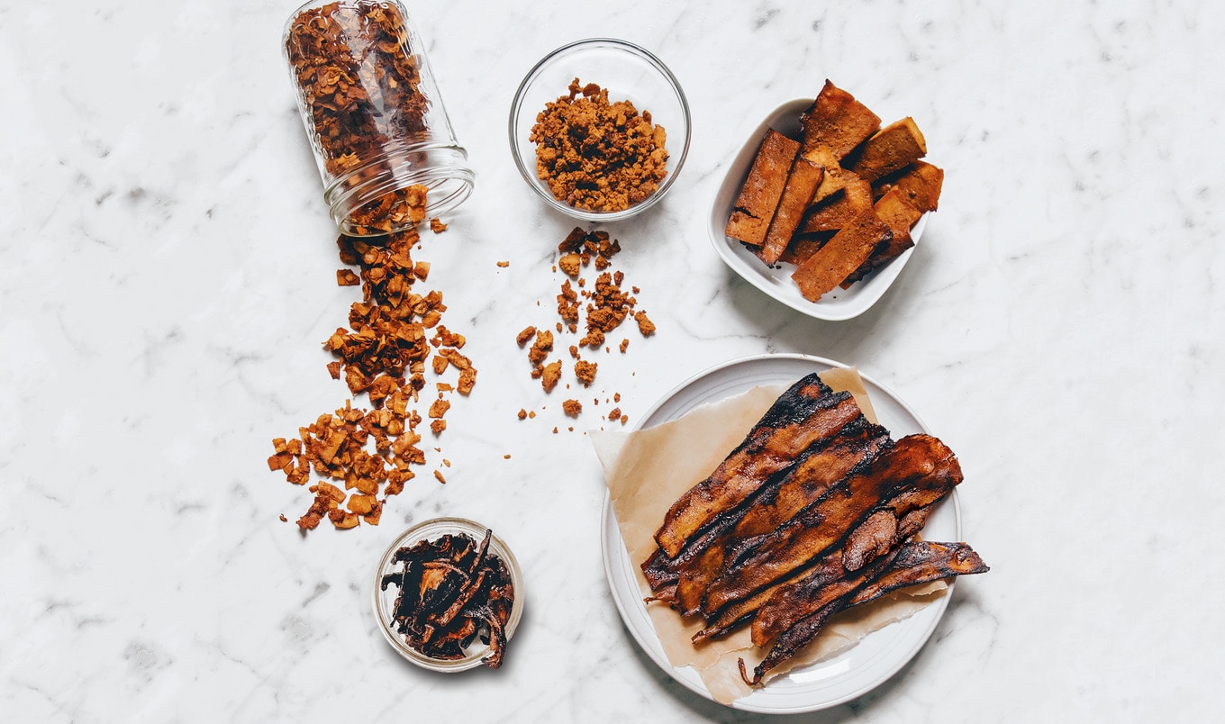 Vegan Bacon, Four Ways: Tofu, Mushroom, Cassava, and Almond