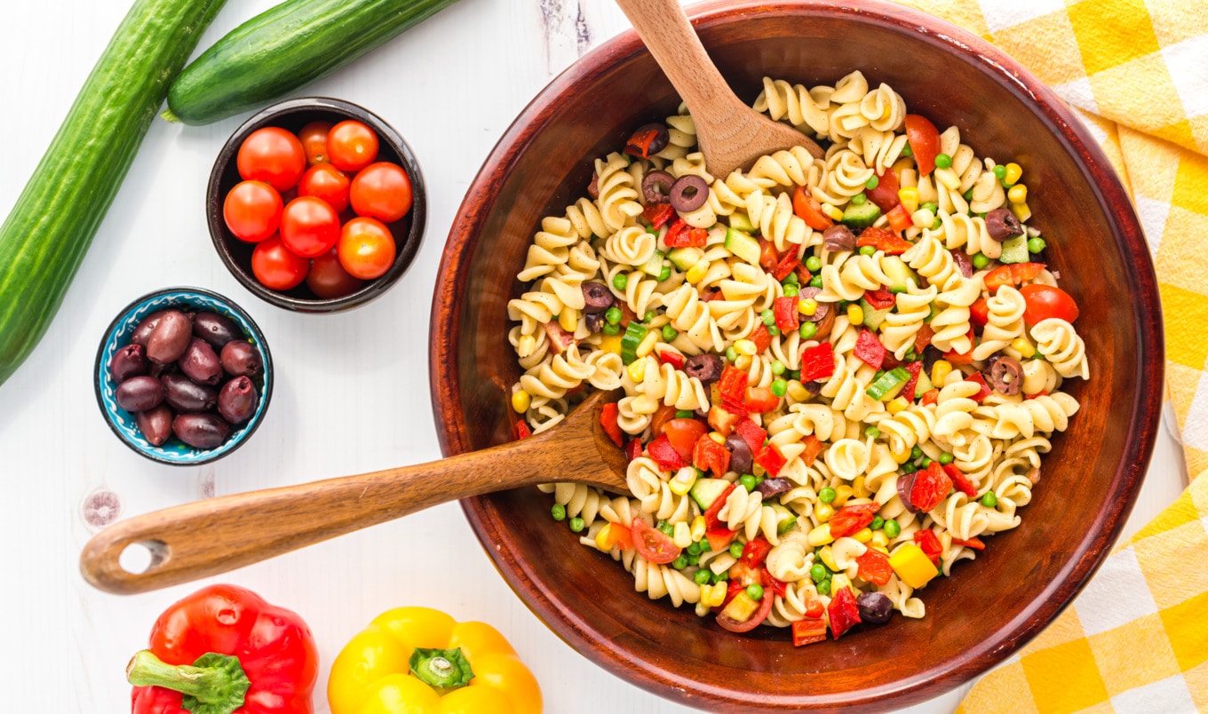 Vegan Summery Picnic Pasta Salad With Italian Vinaigrette