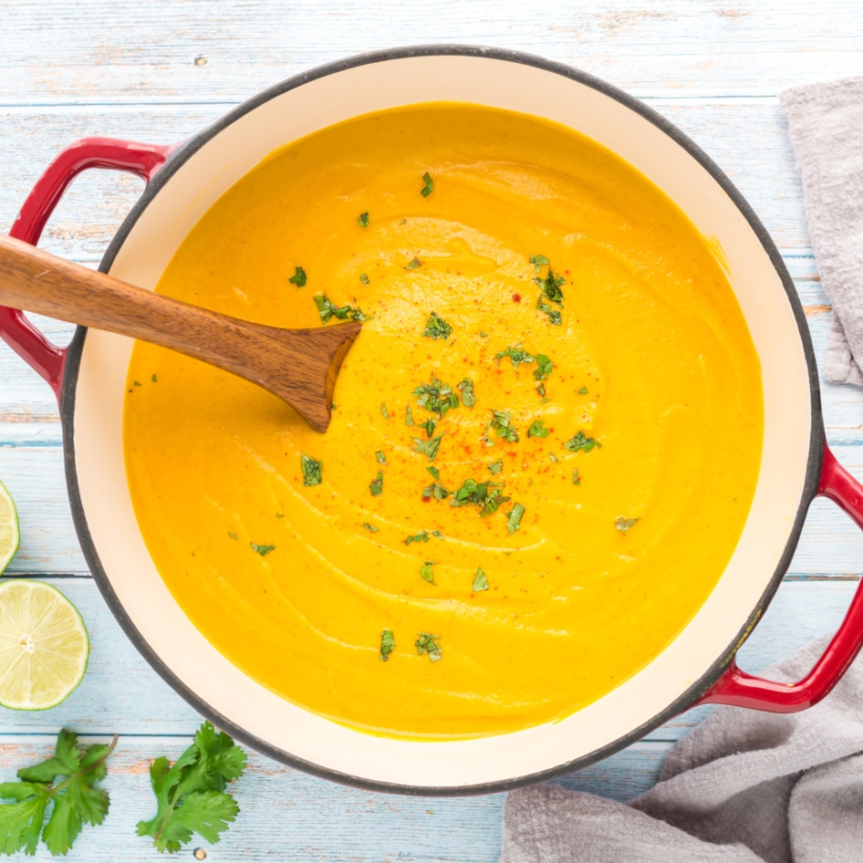 Vegan Creamy Curried Carrot and Lentil Soup