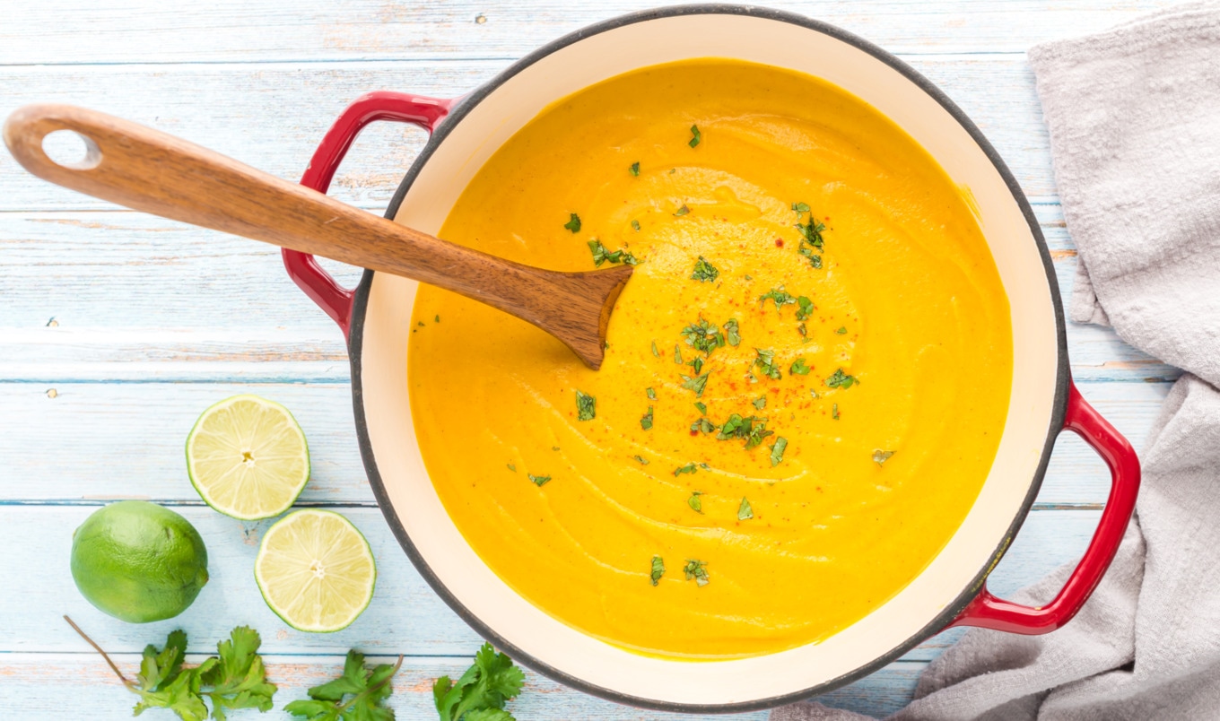 Vegan Creamy Curried Carrot and Lentil Soup