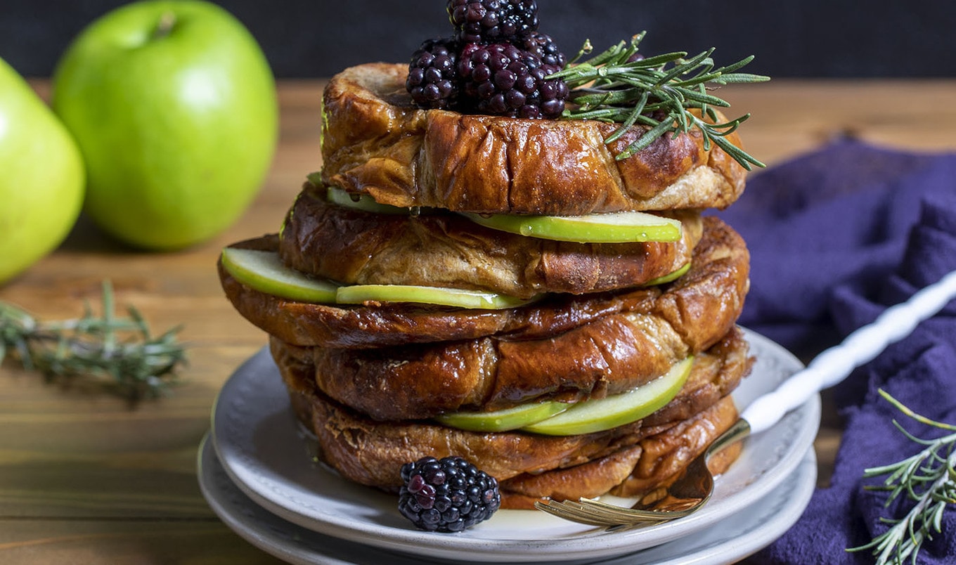 Vegan Apple Blackberry Brioche French Toast