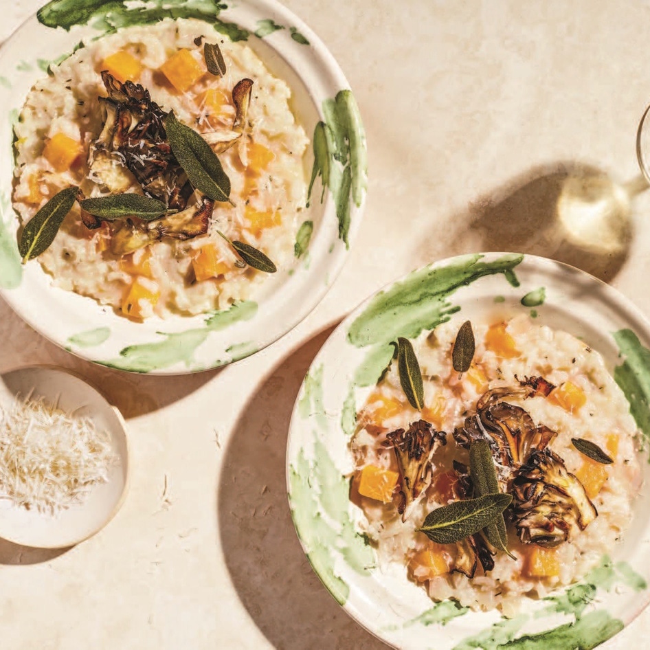 Cashew Cream Risotto With Crispy Maitake Mushrooms