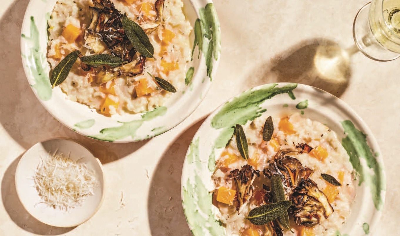 Cashew Cream Risotto With Crispy Maitake Mushrooms