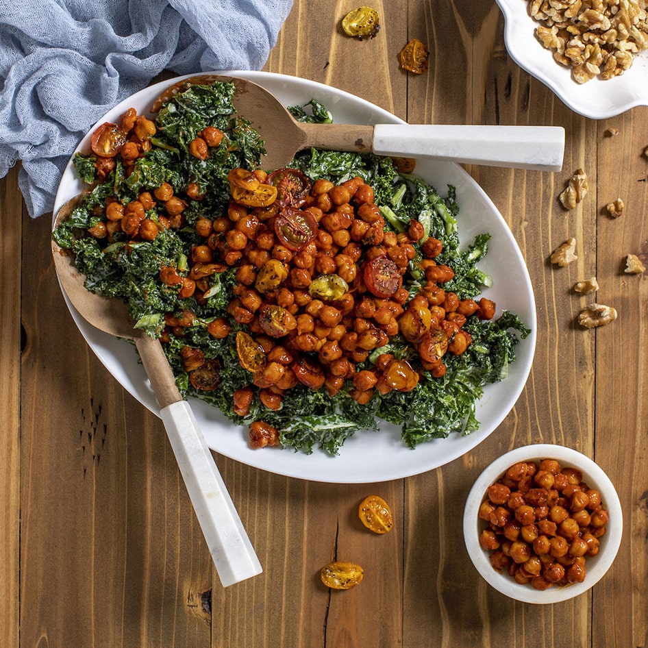 Buffalo-Roasted Chickpea Kale Salad