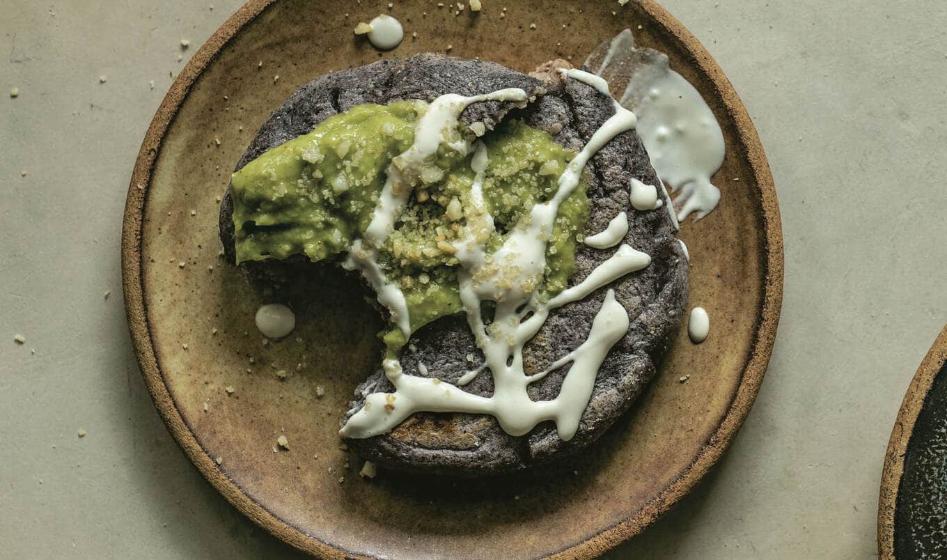 Vegan Blue Masa Gorditas With Homemade Refried Pinto Beans