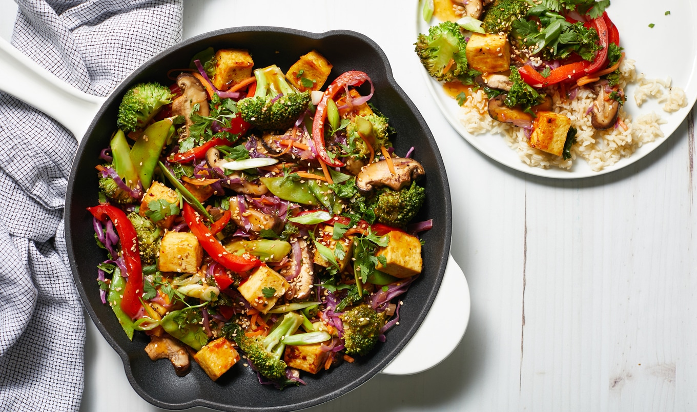 Oil-Free Sweet Chili Tofu Broccoli Mushroom Stir-Fry