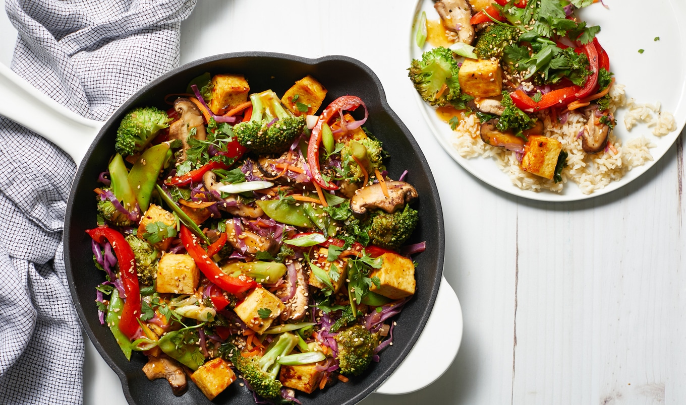 Oil-Free Sweet Chili Tofu Broccoli Mushroom Stir-Fry&nbsp;