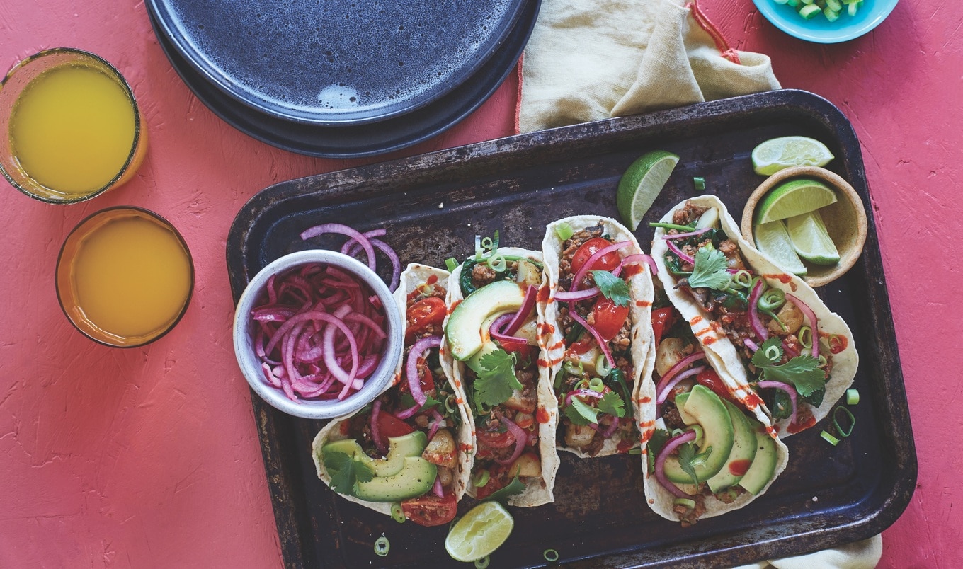 Vegan Mushroom Sausage Breakfast Hash Tacos