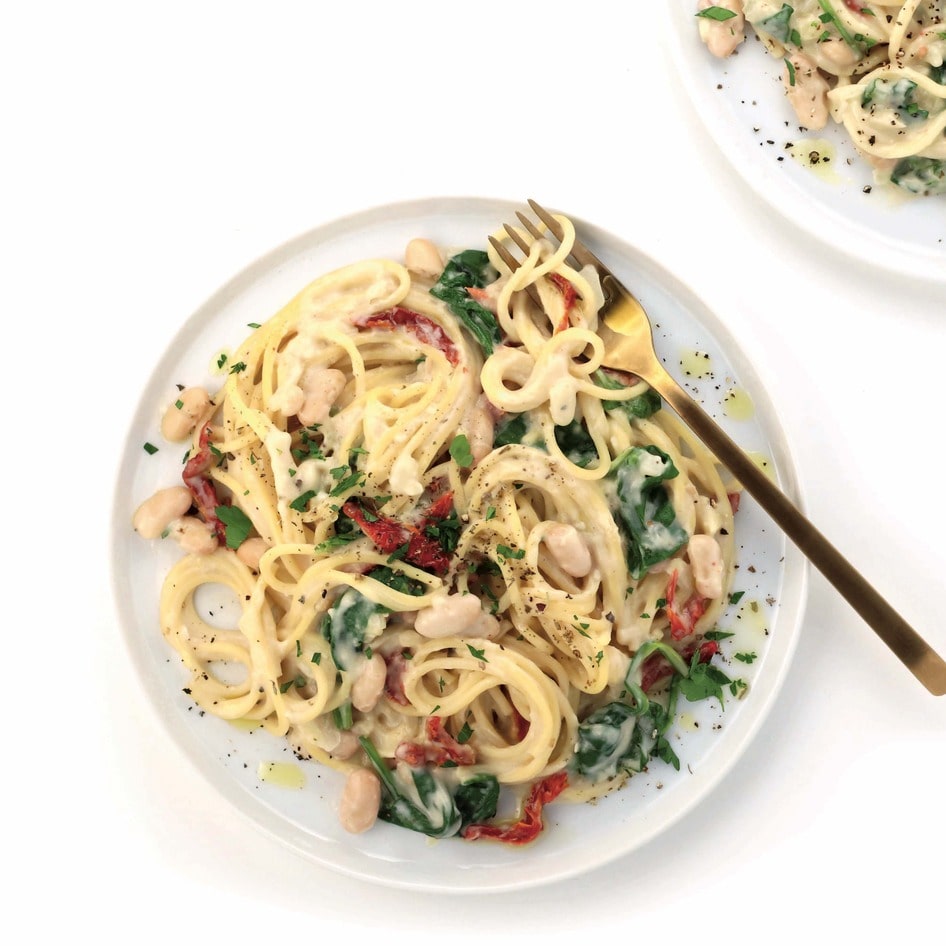 Garlicky Vegan Tuscan Bean Pasta With Sun-Dried Tomatoes