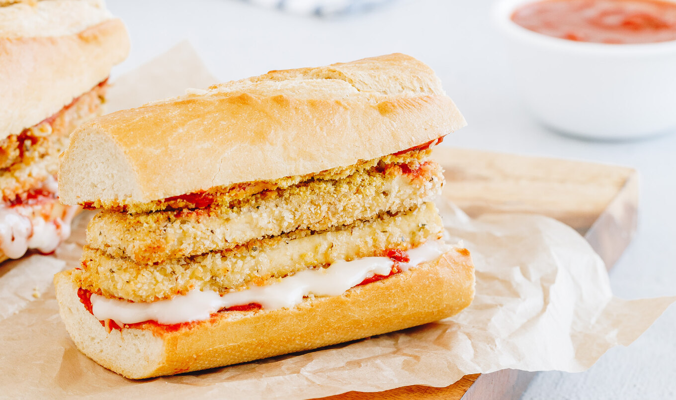 Vegan Crispy Tofu Parm Melt Hoagies