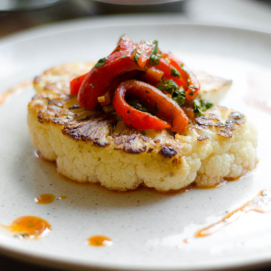 Vegan Cauliflower Steaks With Chimichurri Sauce