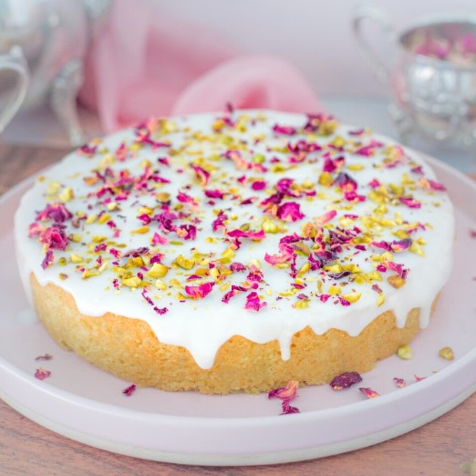 Vegan Persian Pistachio-Rose Love Cake