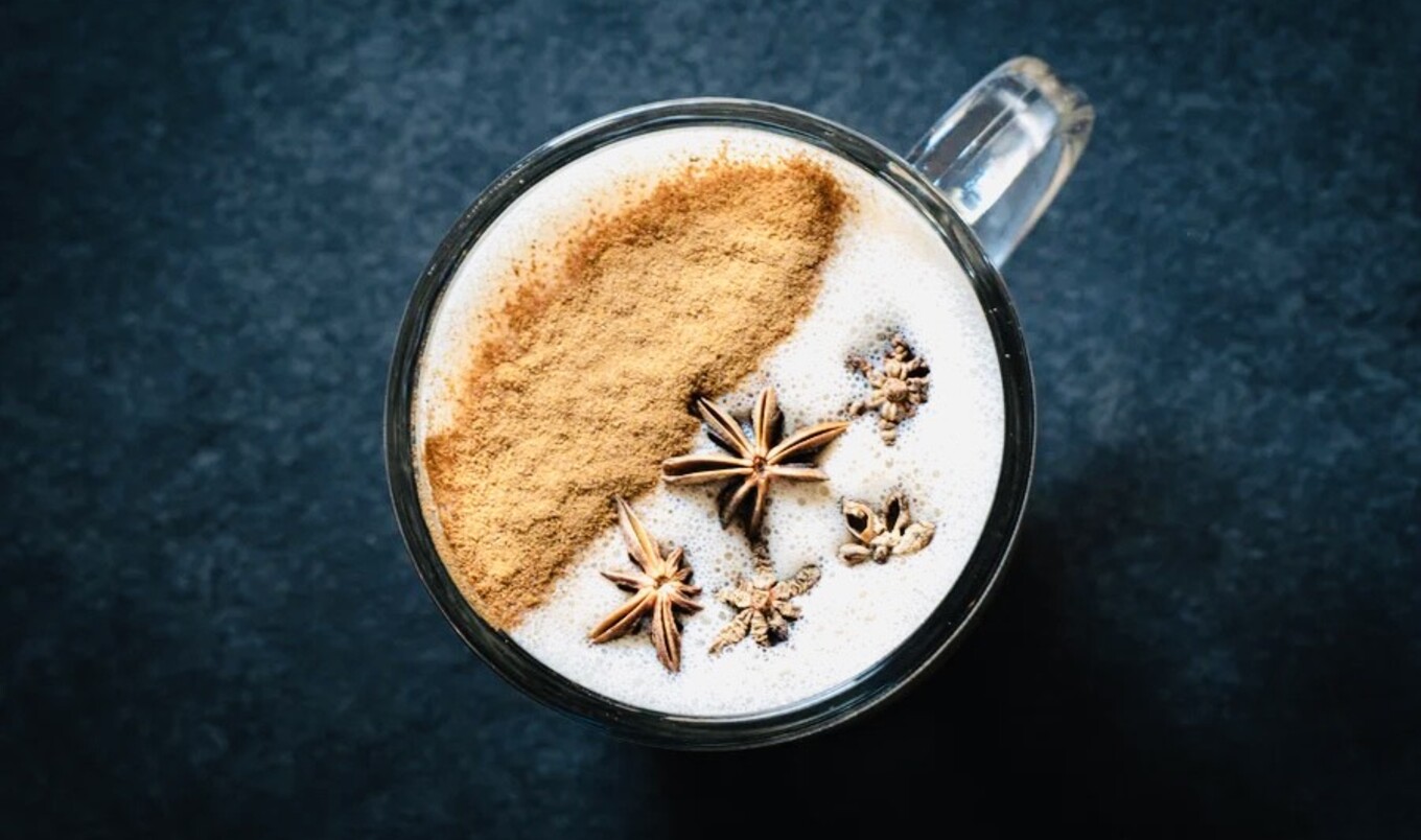 Vegan Cardamom Rose Chai Coconut Latte