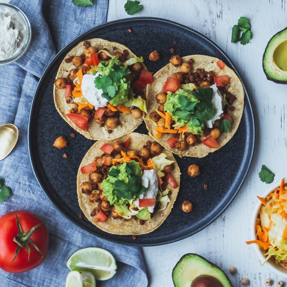 Vegan Chickpea Tacos With Creamy Cashew Dill Sauce