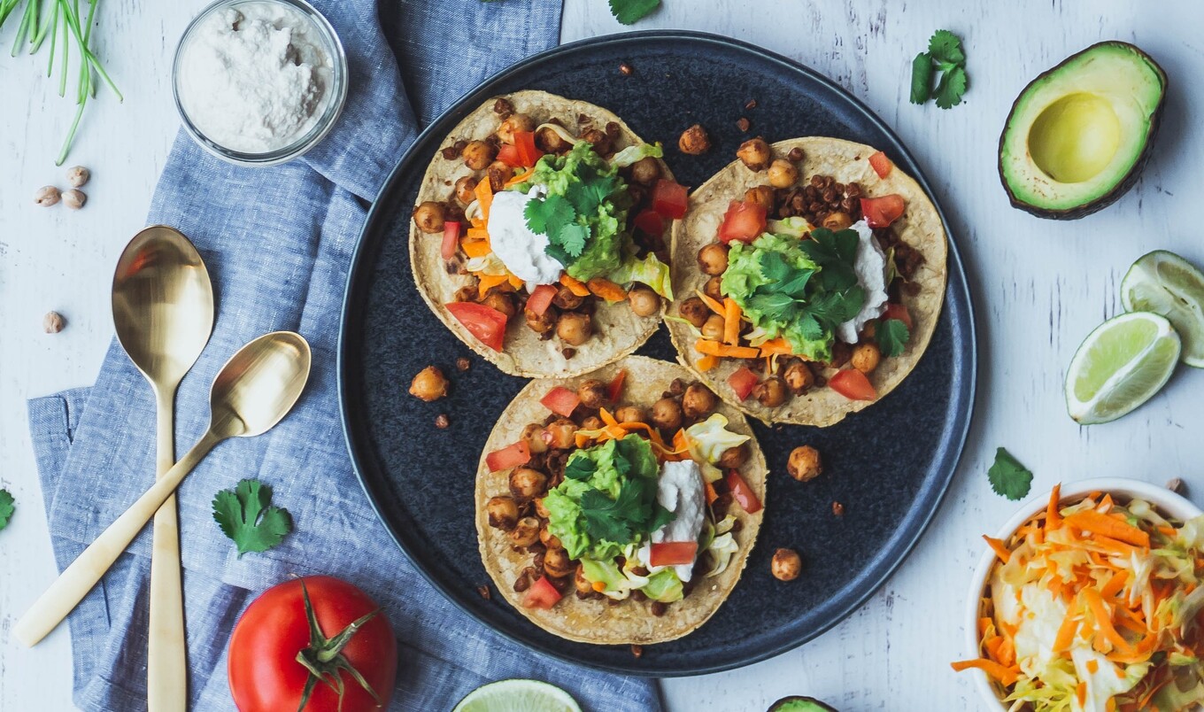 Vegan Chickpea Tacos With Creamy Cashew Dill Sauce